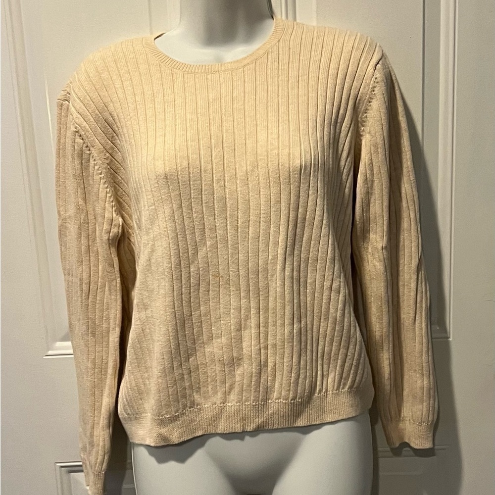 Jeanne Pierre Women's Cream Ribbed Sweater